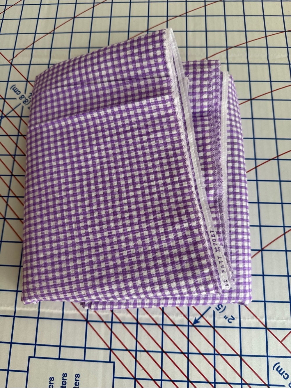 Vintage 1970s Tandem Textile Lavender Gingham Fabric Woven Check 2 Yds x 44